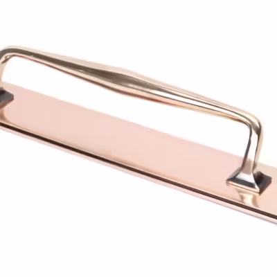 Polished Bronze 425mm Art Deco Pull Handle on Backplate