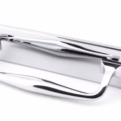 Polished Chrome 300mm Art Deco Pull Handle on Backplate - Image 2