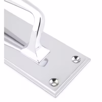 Polished Chrome 300mm Art Deco Pull Handle on Backplate - Image 3