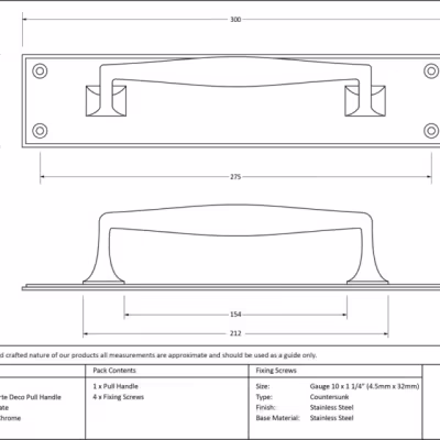 Polished Chrome 300mm Art Deco Pull Handle on Backplate - Image 4