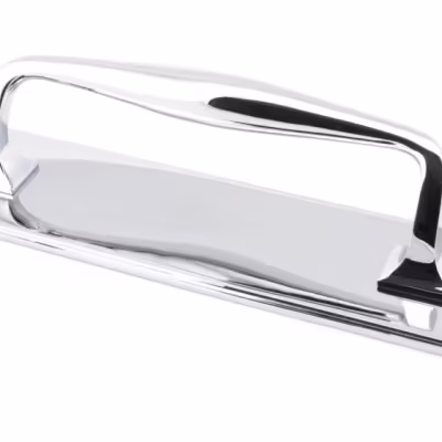 Polished Chrome 300mm Art Deco Pull Handle on Backplate - Image 1