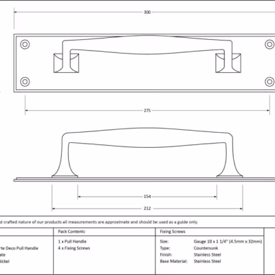 Polished Nickel 300mm Art Deco Pull Handle on Backplate - Image 4