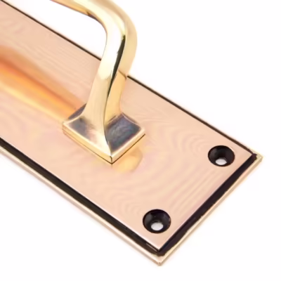 Polished Bronze 300mm Art Deco Pull Handle on Backplate - Image 3