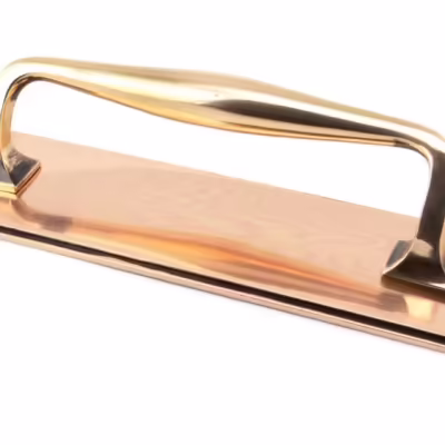 Polished Bronze 300mm Art Deco Pull Handle on Backplate