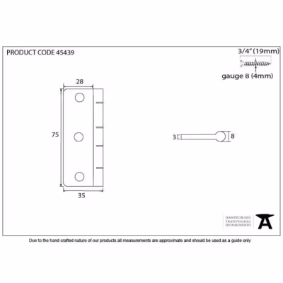 Polished Chrome 3" Dummy Butt Hinge (Single) - Image 3