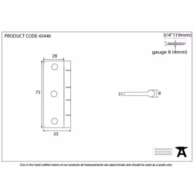 Polished Nickel 3" Dummy Butt Hinge (Single) - Image 3