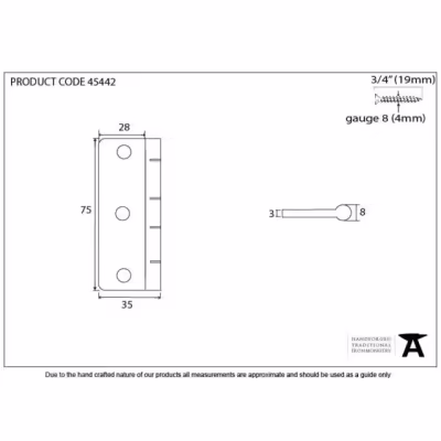 Satin Chrome 3" Dummy Butt Hinge (Single) - Image 3