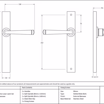 External Beeswax Avon Slimline Lever Latch Set - Image 4