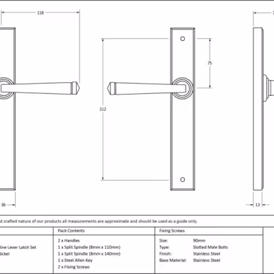 Polished Nickel Avon Slimline Lever Latch Set - Image 5