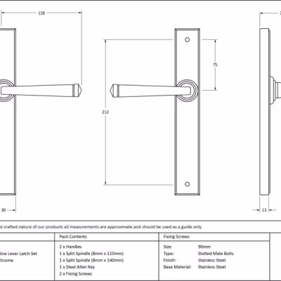 Polished Chrome Avon Slimline Lever Latch Set - Image 3