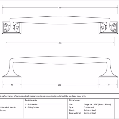 Polished Chrome 300mm Art Deco Pull Handle - Image 4