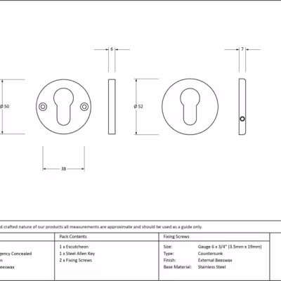 External Beeswax 52mm Regency Concealed Escutcheon - Image 4
