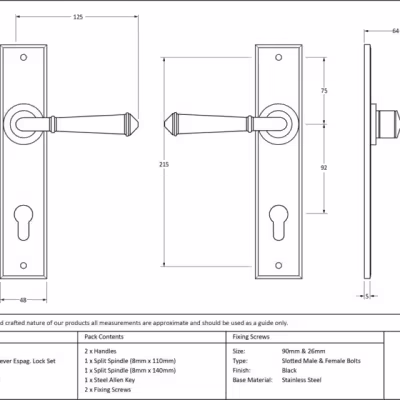 Black Regency Lever Espag. Lock Set - Image 4