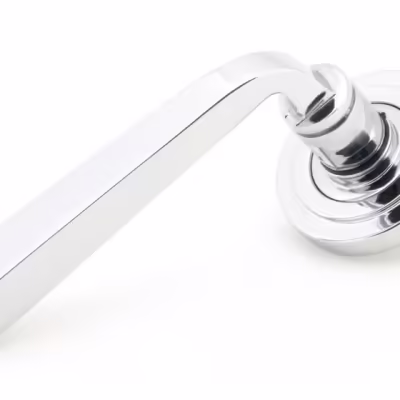 Polished Chrome Avon Round Lever on Rose Set (Art Deco)