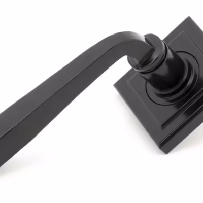 Black Avon Round Lever on Rose Set (Square)