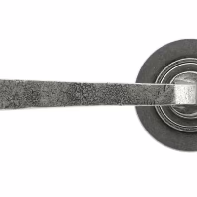 Pewter Avon Round Lever on Rose Set (Plain) - Image 2