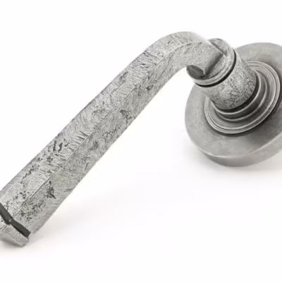 Pewter Avon Round Lever on Rose Set (Plain) - Image 1