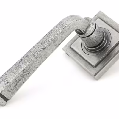 Pewter Avon Round Lever on Rose Set (Square)