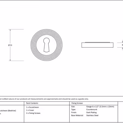 Aged Brass Round Escutcheon (Beehive) - Image 3
