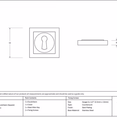 Aged Brass Round Escutcheon (Square) - Image 3