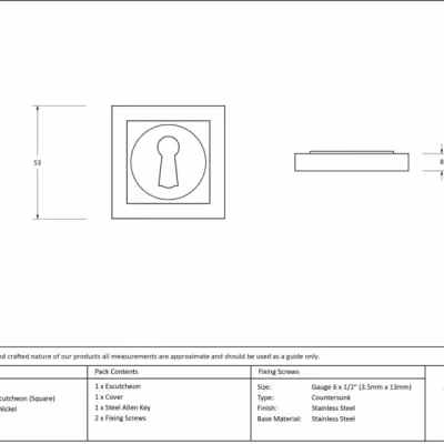 Polished Nickel Round Escutcheon (Square) - Image 5