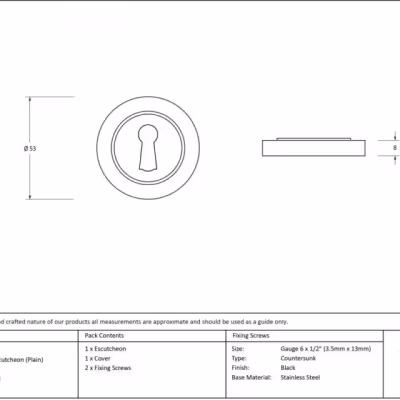 Black Round Escutcheon (Plain) - Image 6