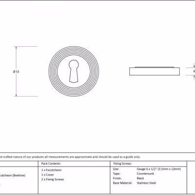 Black Round Escutcheon (Beehive) - Image 5