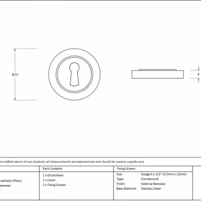 External Beeswax Round Escutcheon (Plain) - Image 4