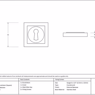 External Beeswax Round Escutcheon (Square) - Image 3