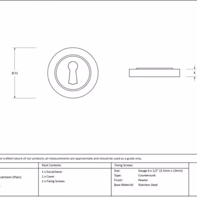 Pewter Round Escutcheon (Plain) - Image 3