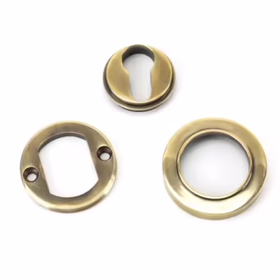 Aged Brass Round Euro Escutcheon (Plain) - Image 3