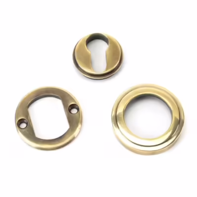 Aged Brass Round Euro Escutcheon (Art Deco) - Image 3
