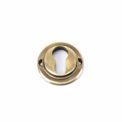 Aged Brass Round Euro Escutcheon (Art Deco) - Image 5