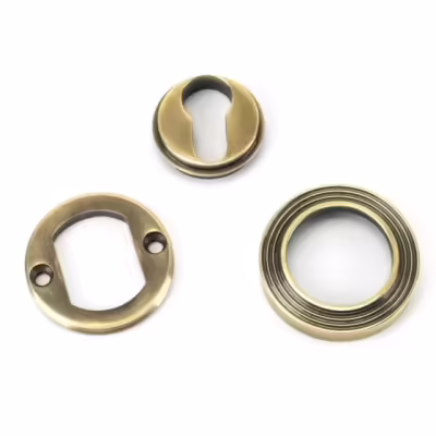 Aged Brass Round Euro Escutcheon (Beehive) - Image 3