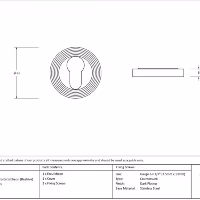 Aged Brass Round Euro Escutcheon (Beehive) - Image 4