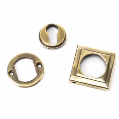 Aged Brass Round Euro Escutcheon (Square) - Image 3