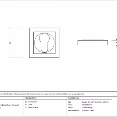 Aged Brass Round Euro Escutcheon (Square) - Image 4