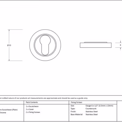 Polished Chrome Round Euro Escutcheon (Plain) - Image 5