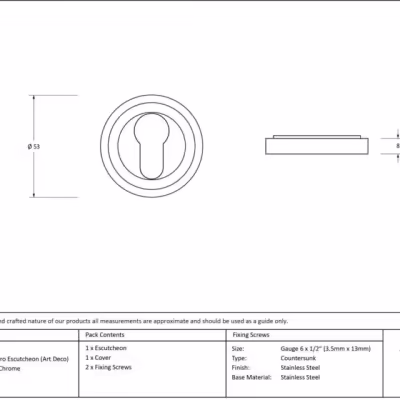 Polished Chrome Round Euro Escutcheon (Art Deco) - Image 3