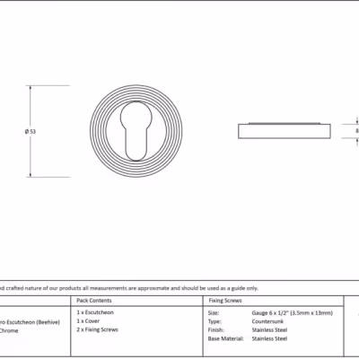 Polished Chrome Round Euro Escutcheon (Beehive) - Image 3