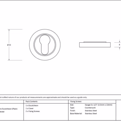 Polished Nickel Round Euro Escutcheon (Plain) - Image 3