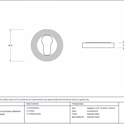 Polished Nickel Round Euro Escutcheon (Beehive) - Image 3