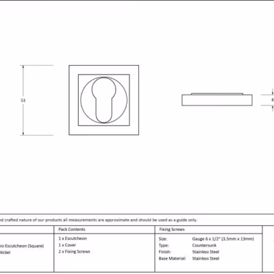 Polished Nickel Round Euro Escutcheon (Square) - Image 5