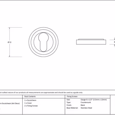 Black Round Euro Escutcheon (Art Deco) - Image 4