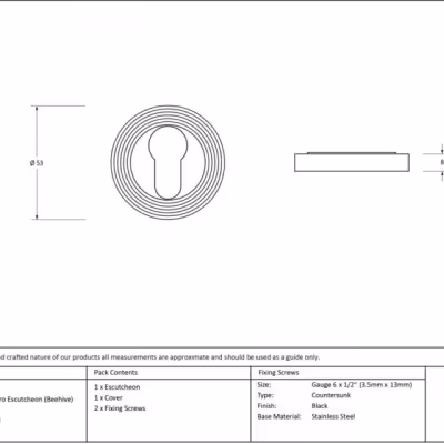Black Round Euro Escutcheon (Beehive) - Image 4