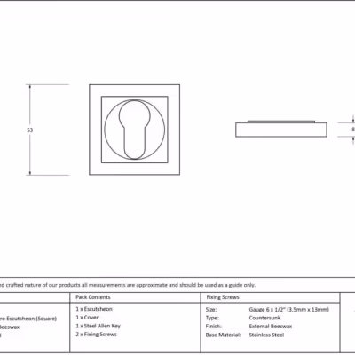 External Beeswax Round Euro Escutcheon (Square) - Image 5