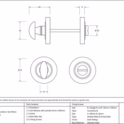 Aged Brass Round Thumbturn Set (Plain) - Image 4