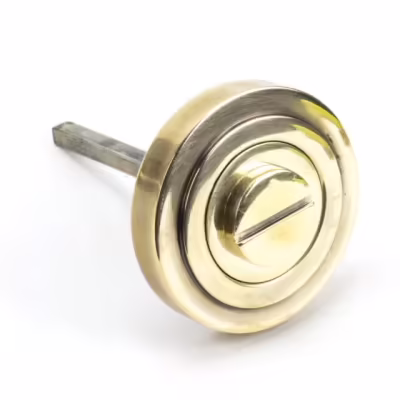 Aged Brass Round Thumbturn Set (Art Deco) - Image 3