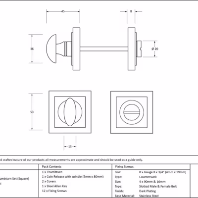 Aged Brass Round Thumbturn Set (Square) - Image 5