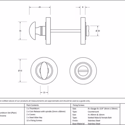 Polished Chrome Round Thumbturn Set (Plain) - Image 4